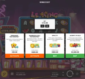 Bonus Buy slots feature showing instant access to bonus rounds